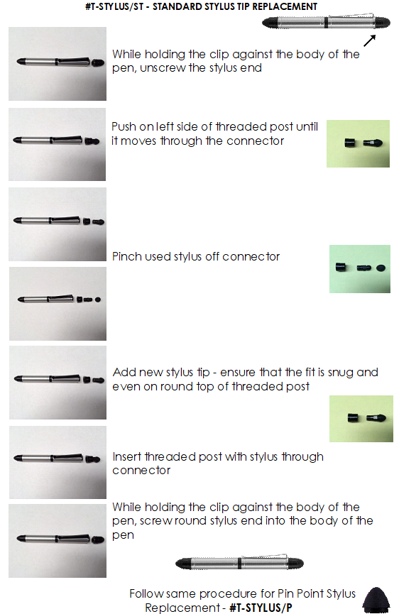 Instructions for replacing stylus